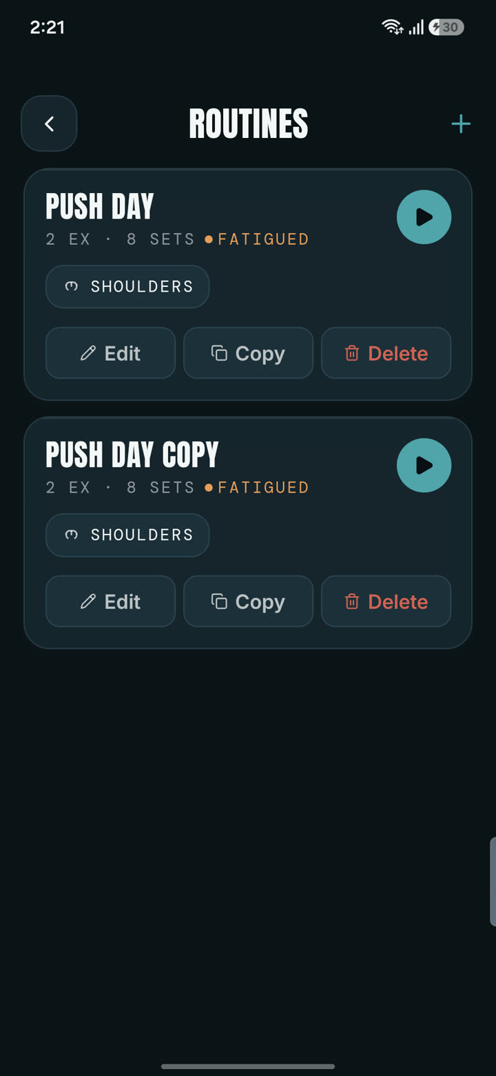 Valen saved routines list with readiness tags