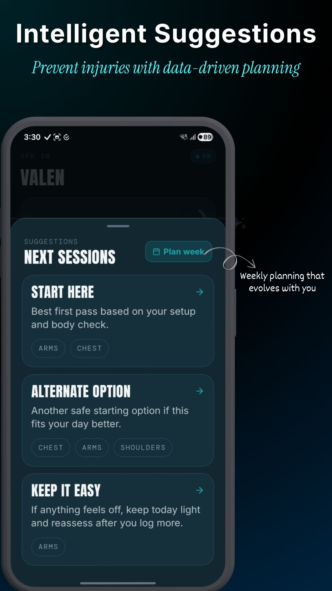 Valen suggestions screenshot